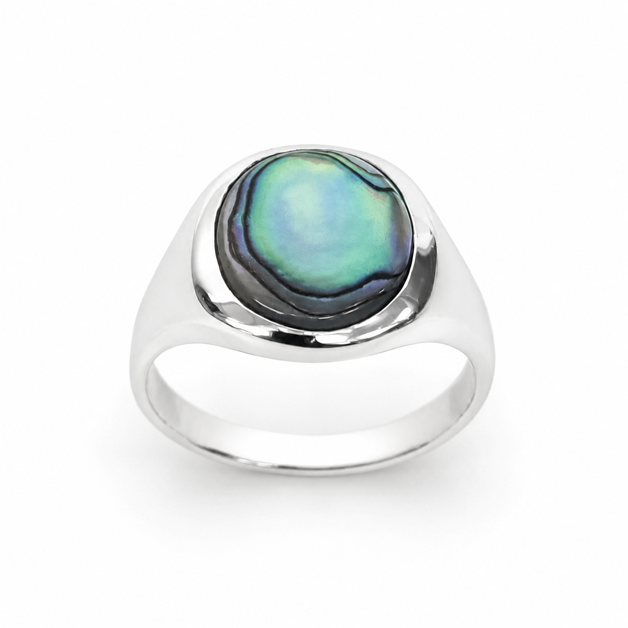Sterling Silver Oval Paua Shell Signet Ring – 13.5mm x 12mm Natural Paua Shell - CYR3059PAUA Seiko 