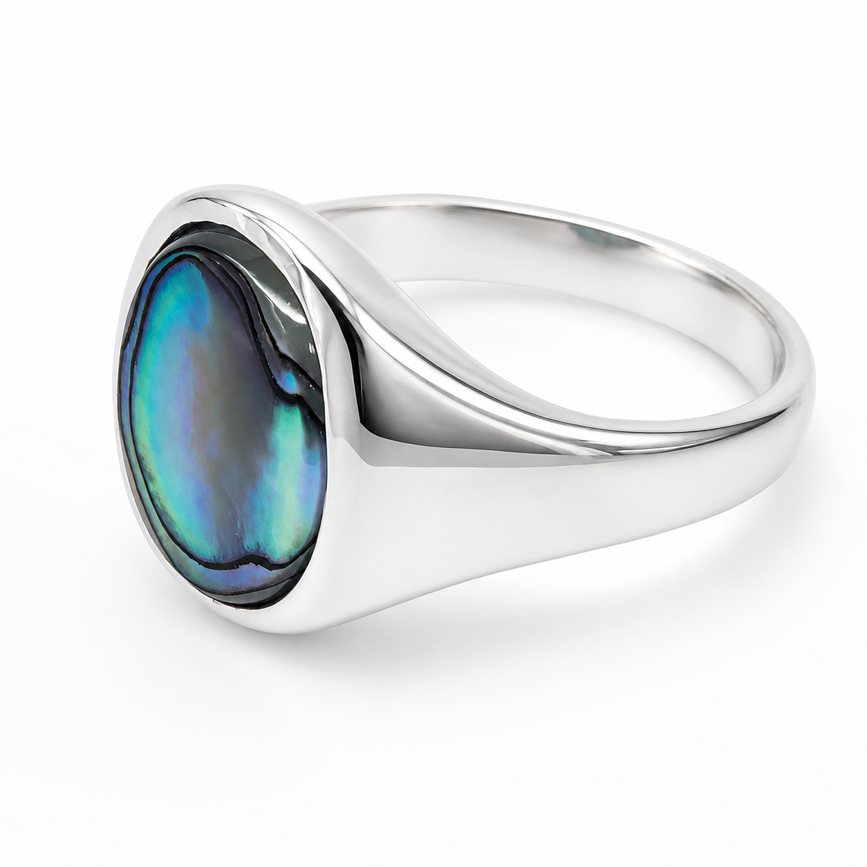 Sterling Silver Oval Paua Shell Signet Ring – 13.5mm x 12mm Natural Paua Shell - CYR3059PAUA Seiko Sterling Silver Oval Paua Shell Signet Ring – 13.5mm x 12mm Natural Paua Shell - CYR3059PAUA Seiko