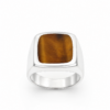 Sterling Silver Tiger's Eye Signet Ring – 16mm x 14mm Cushion Tiger's Eye Stone - CYR7335TE