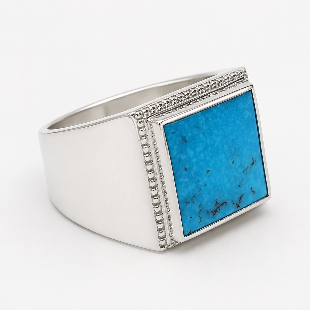 Sterling Silver Turquoise Signet Ring – 13mm x 13mm Square Turquoise Stone - CYR8180TQ Seiko Sterling Silver Turquoise Signet Ring – 13mm x 13mm Square Turquoise Stone - CYR8180TQ Seiko