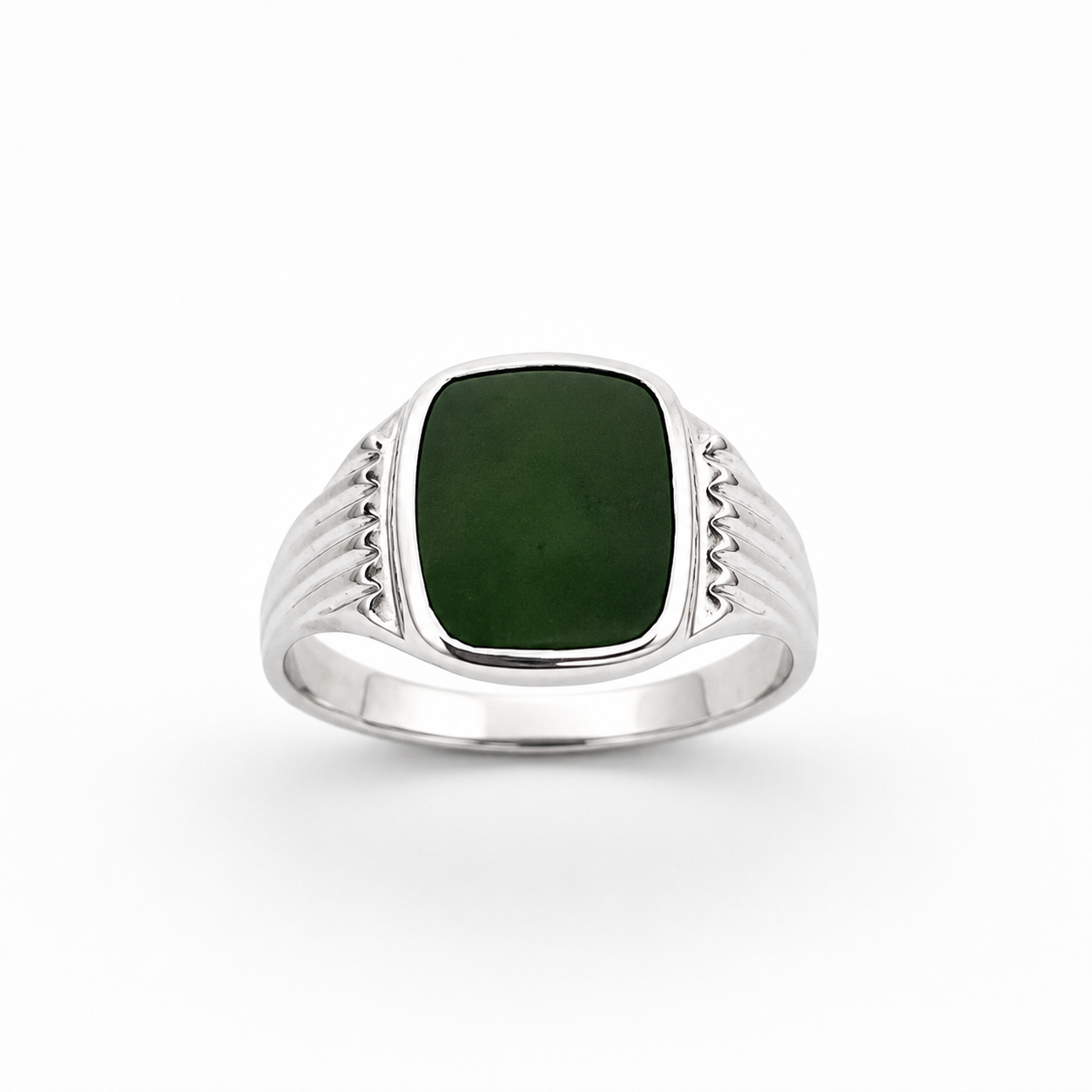 Sterling Silver New Zealand Greenstone Signet Ring – 12mm x 10mm Cushion Greenstone - CYR2148GS Seiko 