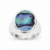 Sterling Silver Oval Paua Shell Signet Ring – 16.5mm x 14mm Natural Paua Shell - CYR7659PAUA