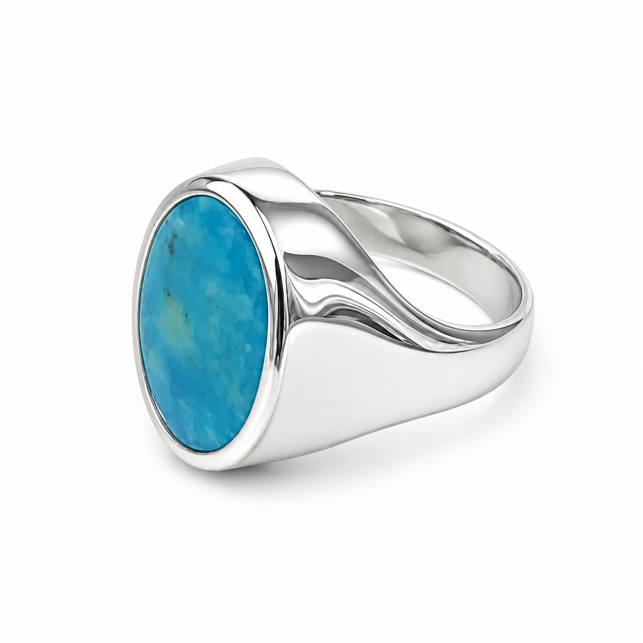Sterling Silver Oval Turquoise Signet Ring – 17mm x 13mm Natural Turquoise - CYR7655TQ Seiko Sterling Silver Oval Turquoise Signet Ring – 17mm x 13mm Natural Turquoise - CYR7655TQ Seiko