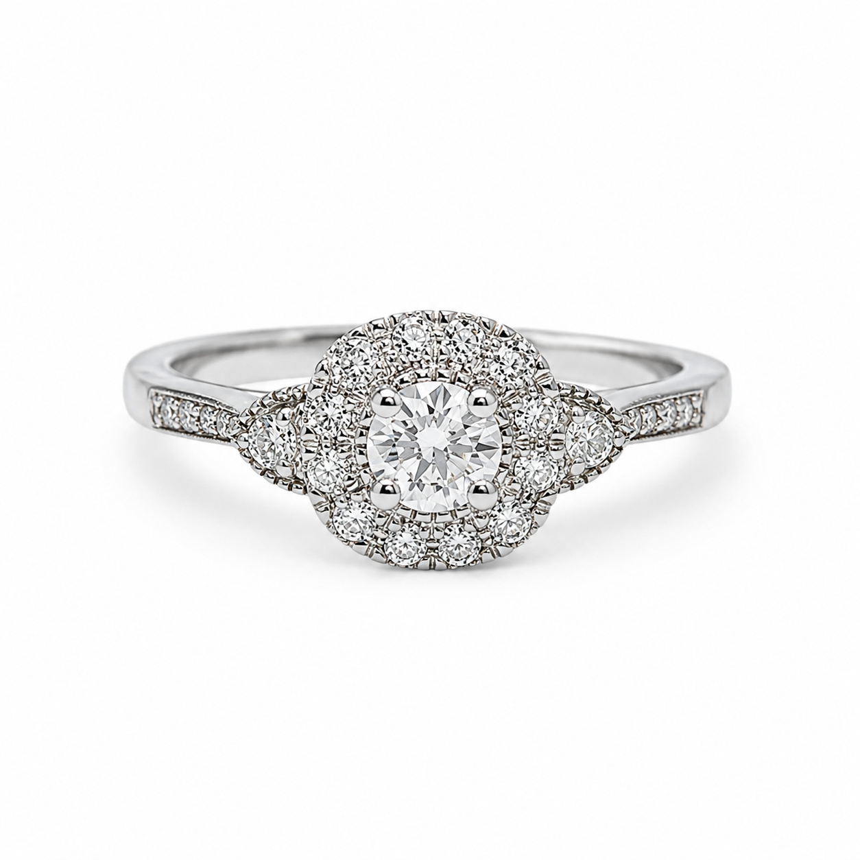 9ct White Gold Lab Grown Diamond Halo Ring 0.36ct TDW E/F VS - AURG4052 Seiko 