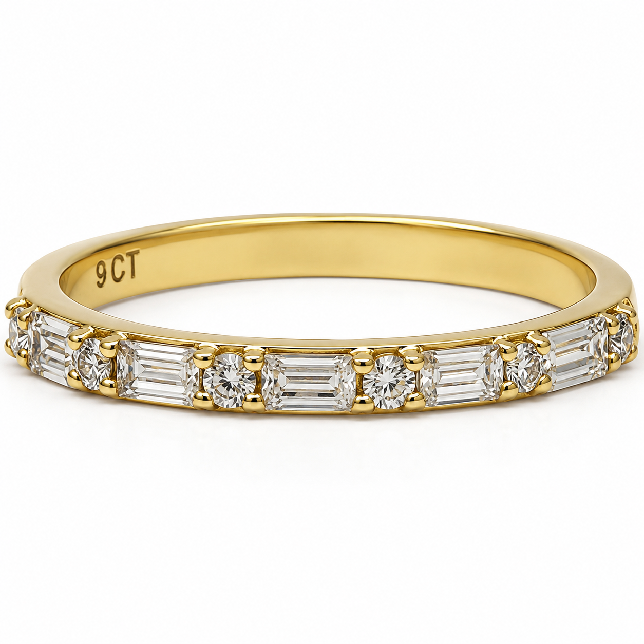 9ct Yellow Gold Alternating Round & Emerald Cut CZ Dress Ring - 9CTAUCRG1396 Seiko 9ct Yellow Gold Alternating Round & Emerald Cut CZ Dress Ring - 9CTAUCRG1396 Seiko