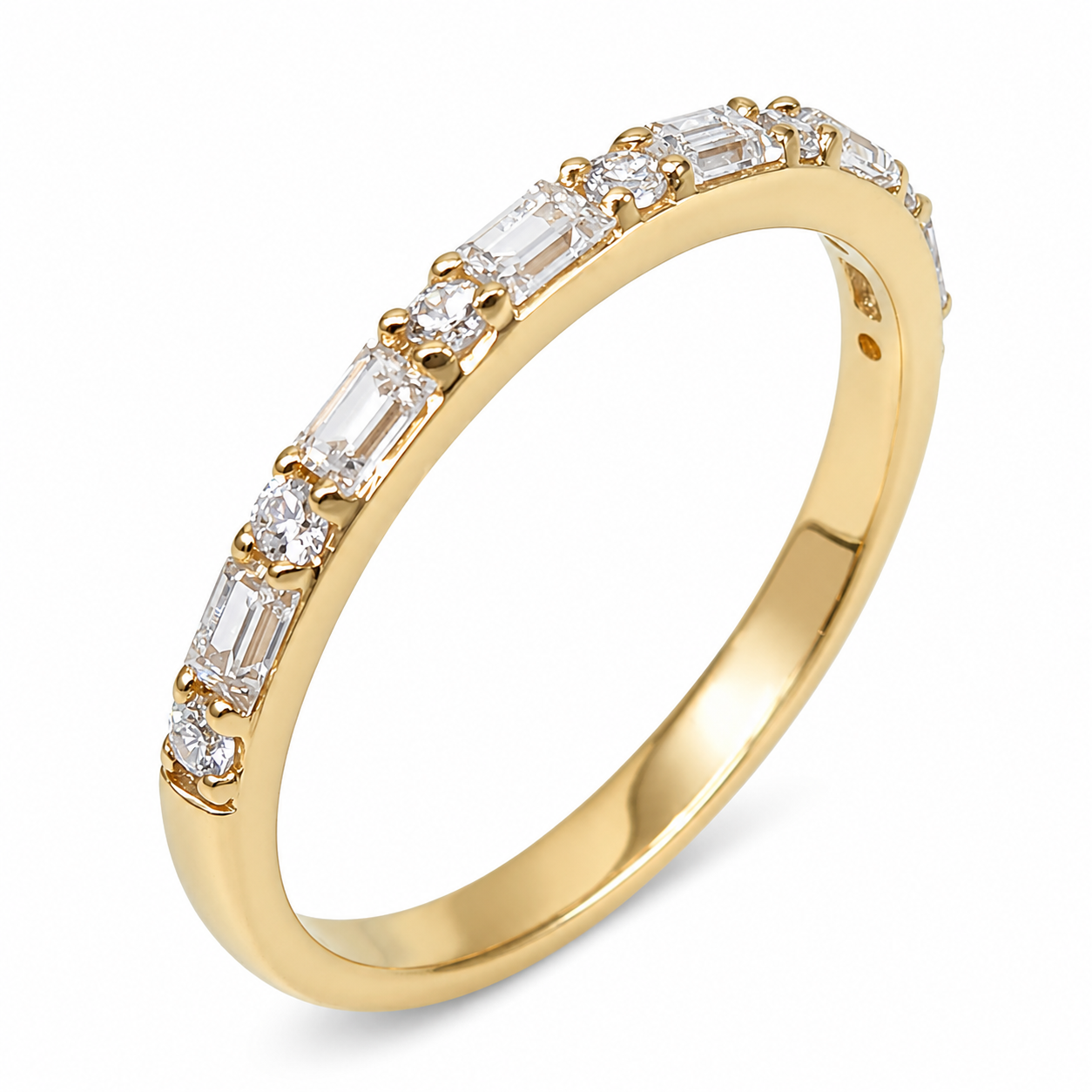 9ct Yellow Gold Alternating Round & Emerald Cut CZ Dress Ring - 9CTAUCRG1396 Seiko 9ct Yellow Gold Alternating Round & Emerald Cut CZ Dress Ring - 9CTAUCRG1396 Seiko