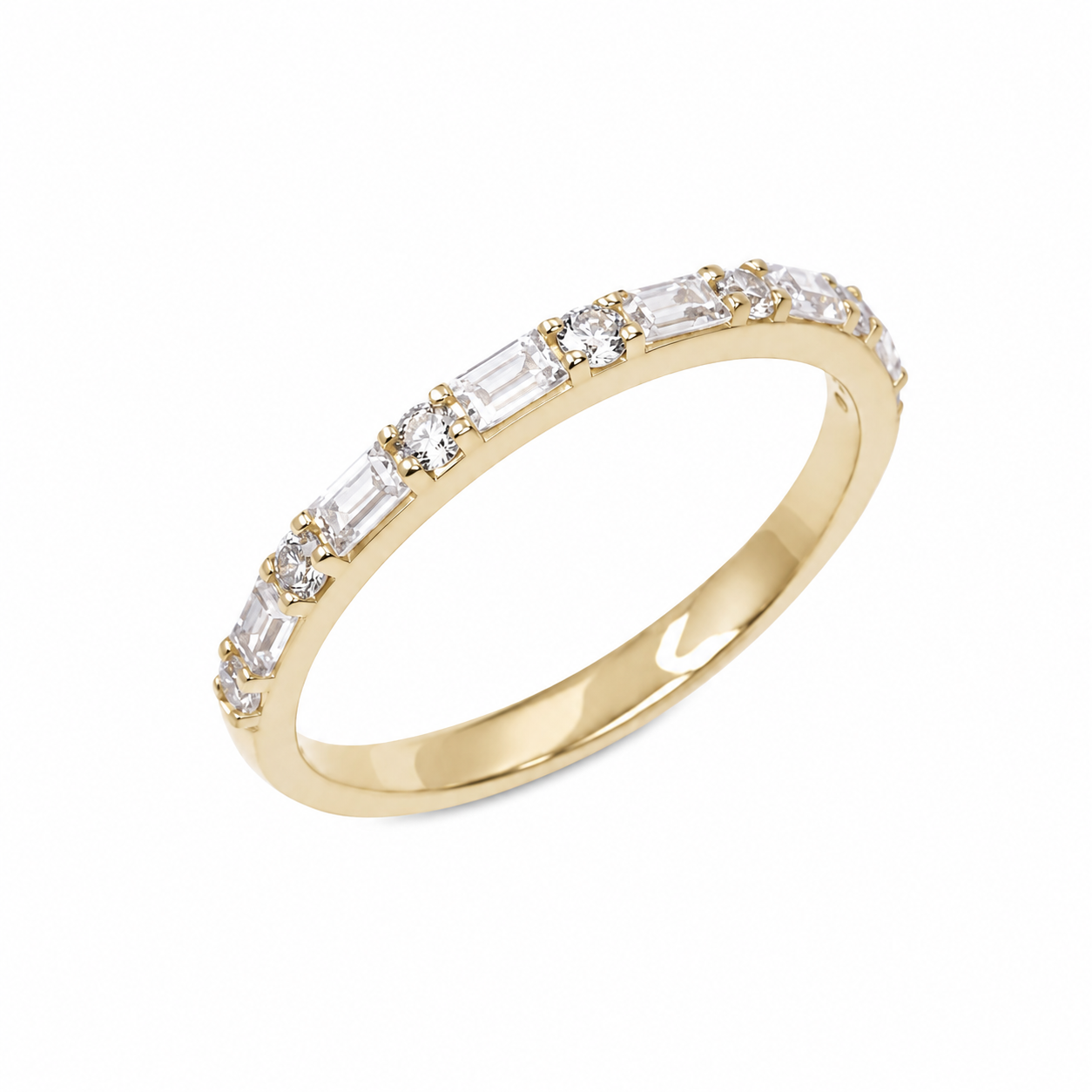 9ct Yellow Gold Alternating Round & Emerald Cut CZ Dress Ring - 9CTAUCRG1396 Seiko 9ct Yellow Gold Alternating Round & Emerald Cut CZ Dress Ring - 9CTAUCRG1396 Seiko