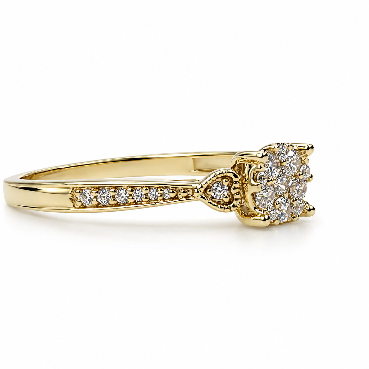 9ct Yellow Gold CZ Cluster Ring with Diamond-Cut Inspired Halo Design - 9CTAUCRG1110 Seiko 9ct Yellow Gold CZ Cluster Ring with Diamond-Cut Inspired Halo Design - 9CTAUCRG1110 Seiko