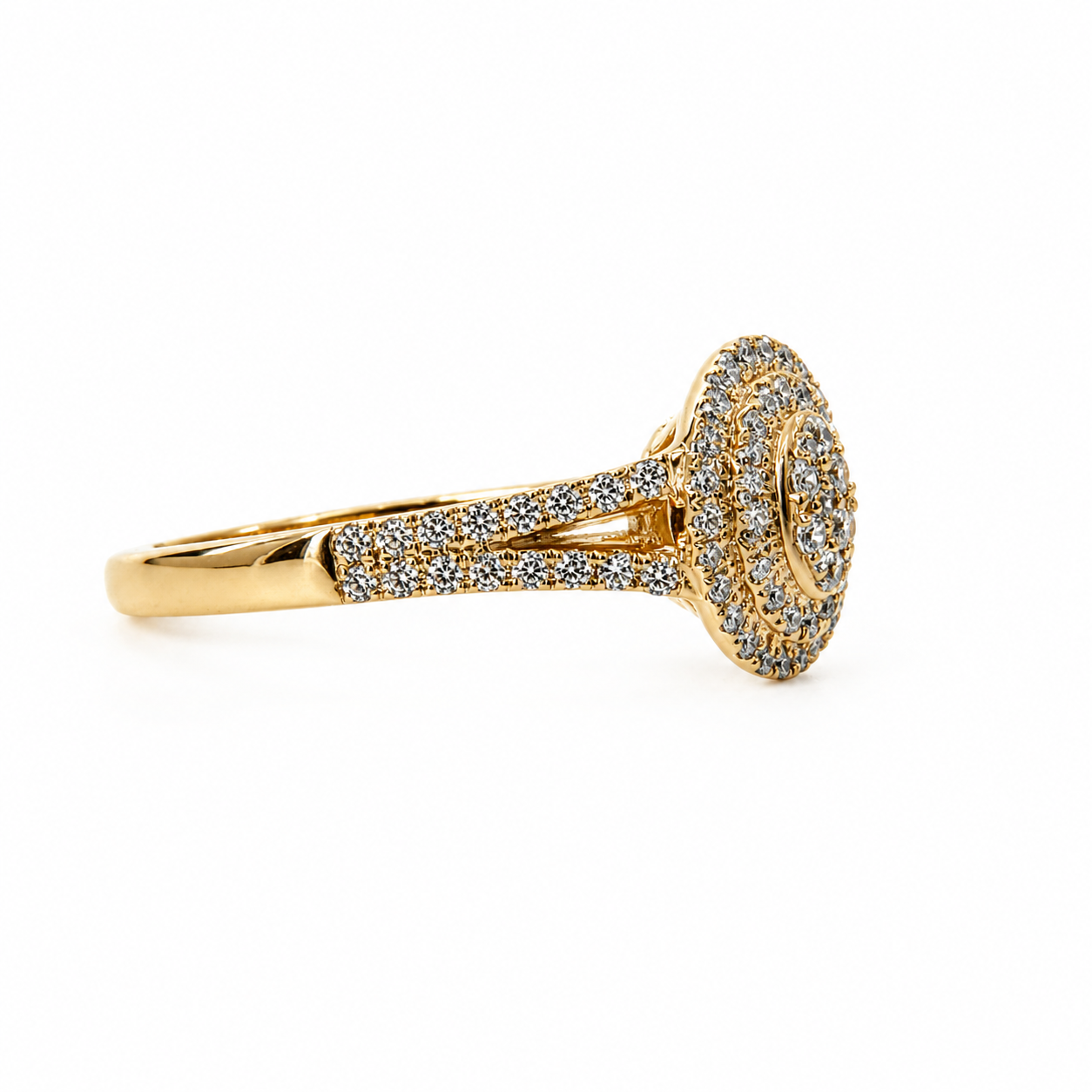 9ct Yellow Gold CZ Double Halo Oval Cluster Ring with Split Shank - 9CTAUCR813 Seiko 9ct Yellow Gold CZ Double Halo Oval Cluster Ring with Split Shank - 9CTAUCR813 Seiko