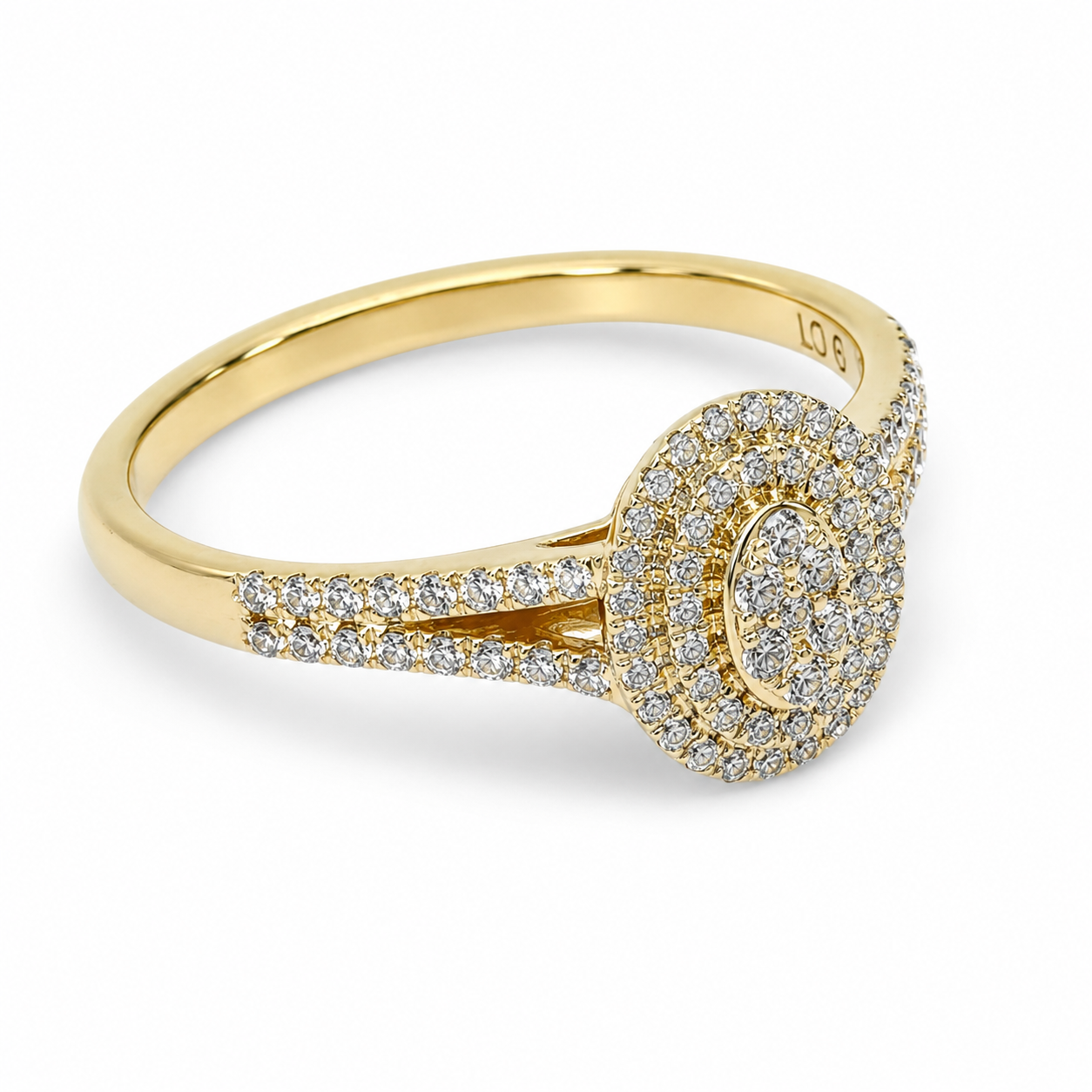 9ct Yellow Gold CZ Double Halo Oval Cluster Ring with Split Shank - 9CTAUCR813 Seiko 9ct Yellow Gold CZ Double Halo Oval Cluster Ring with Split Shank - 9CTAUCR813 Seiko