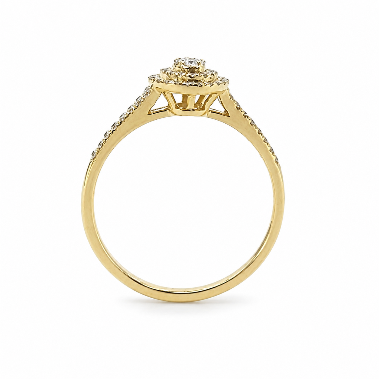 9ct Yellow Gold CZ Double Halo Oval Cluster Ring with Split Shank - 9CTAUCR813 Seiko 9ct Yellow Gold CZ Double Halo Oval Cluster Ring with Split Shank - 9CTAUCR813 Seiko