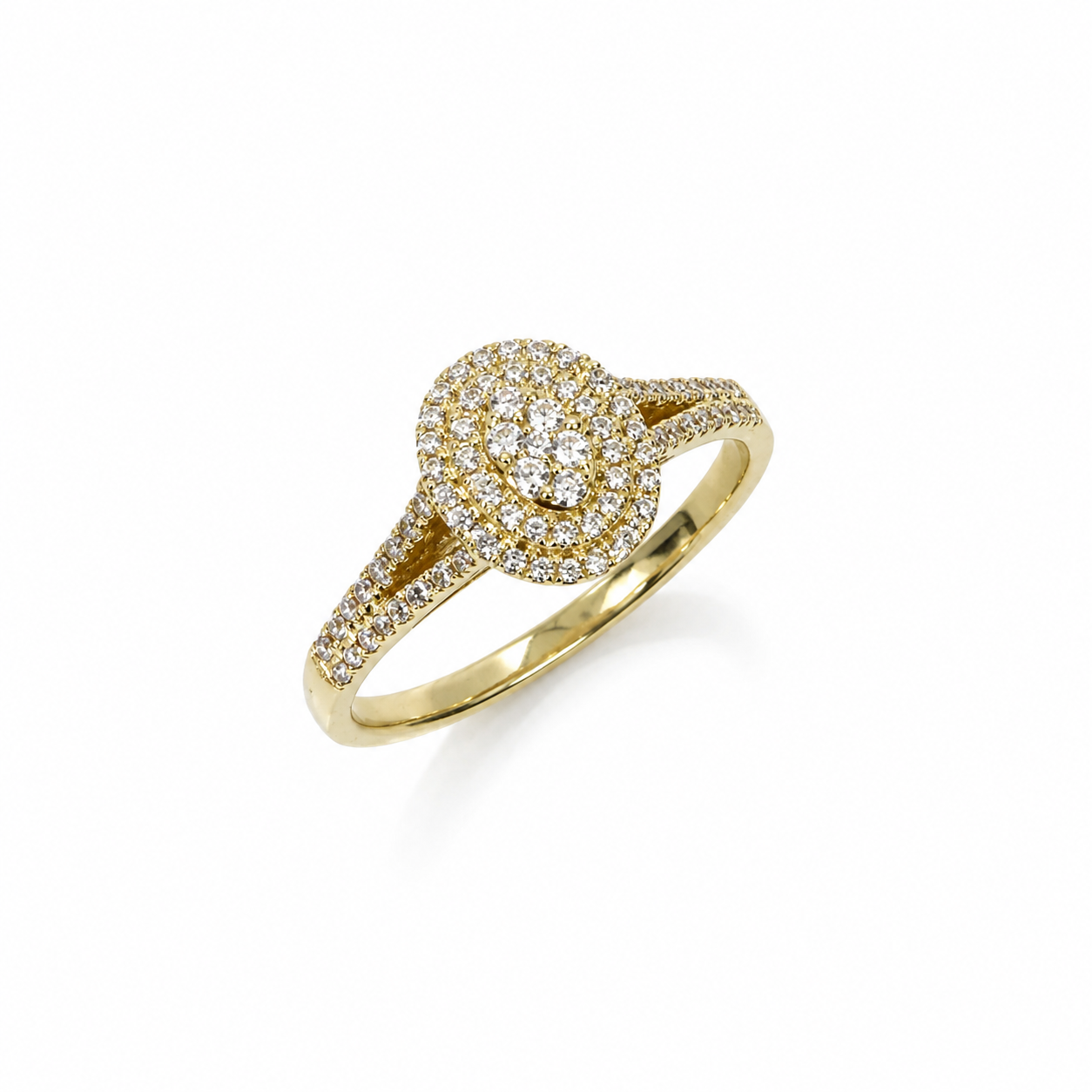 9ct Yellow Gold CZ Double Halo Oval Cluster Ring with Split Shank - 9CTAUCR813 Seiko 9ct Yellow Gold CZ Double Halo Oval Cluster Ring with Split Shank - 9CTAUCR813 Seiko