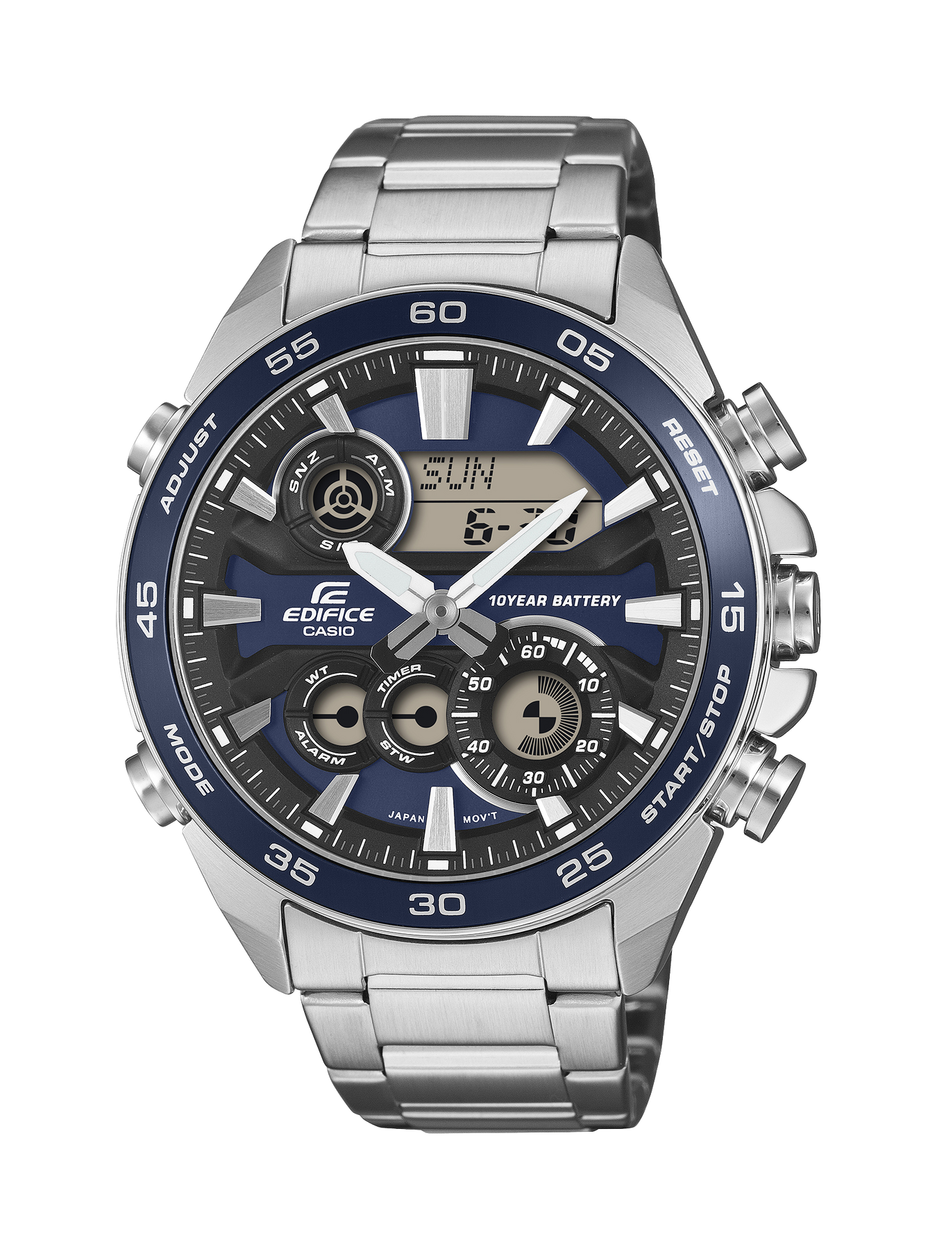 Casio Edifice ERA130-2A Men's Analog Digital Chronograph Watch Blue Dial Stainless Steel CASIO Casio Edifice ERA130-2A Men's Analog Digital Chronograph Watch Blue Dial Stainless Steel CASIO