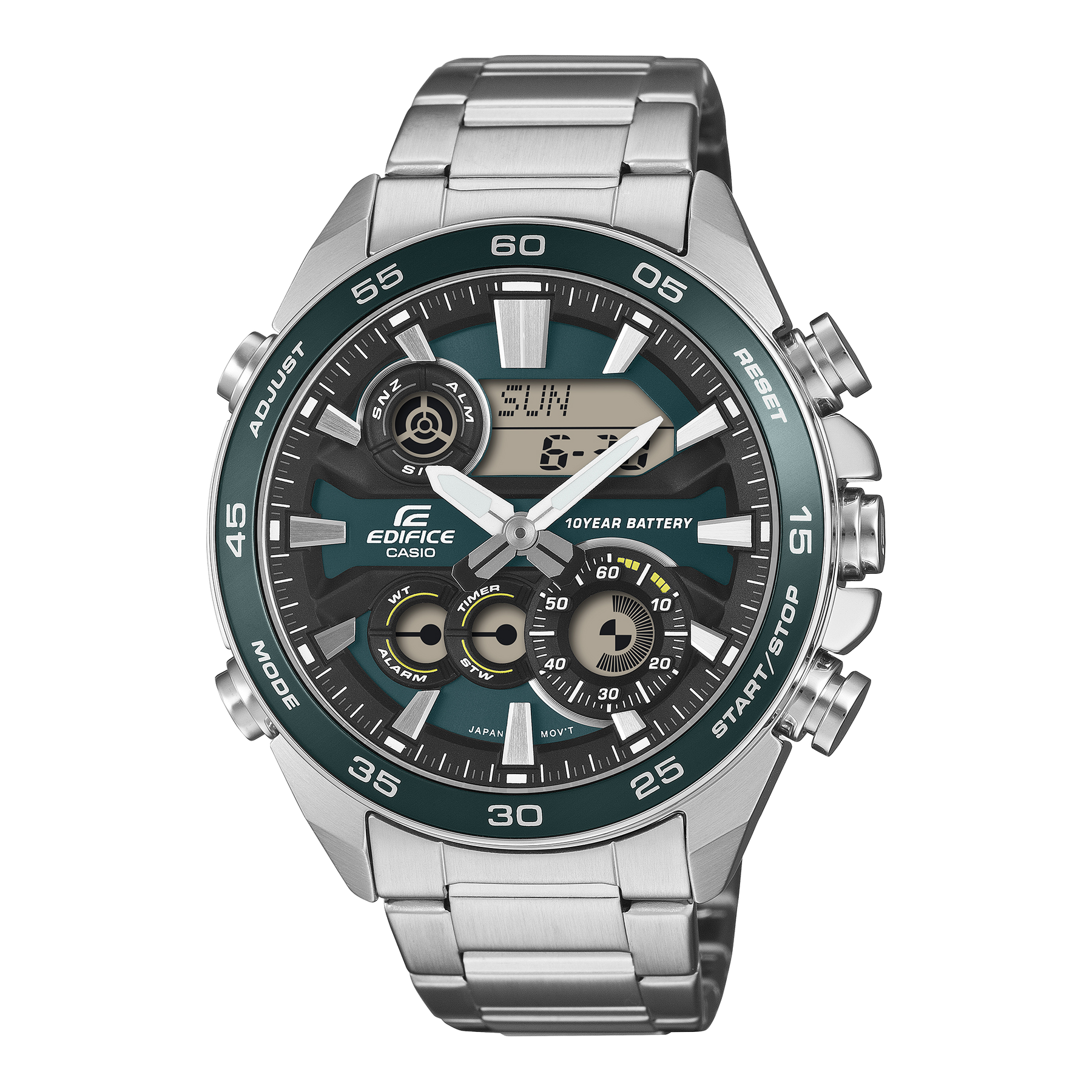 Casio Edifice ERA-130D-3A Green Bezel Stainless Steel Ana-Digi Men's Watch CASIO Casio Edifice ERA-130D-3A Green Bezel Stainless Steel Ana-Digi Men's Watch CASIO