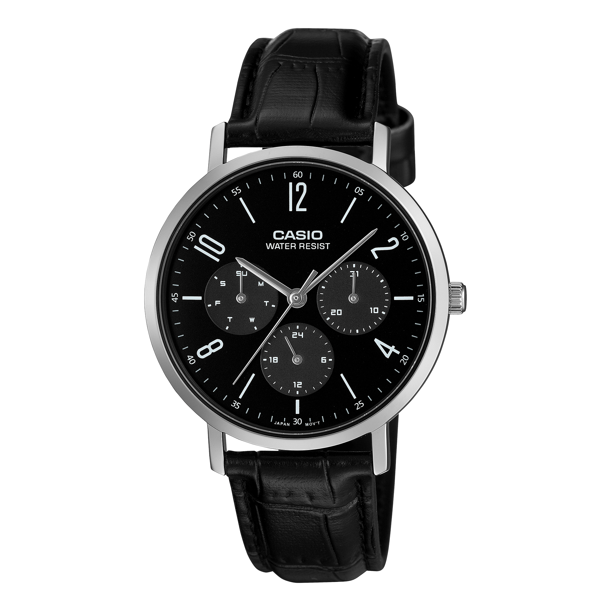 Casio MTPVT06L-1B Men's Analogue Black Dial Leather Strap Watch CASIO 