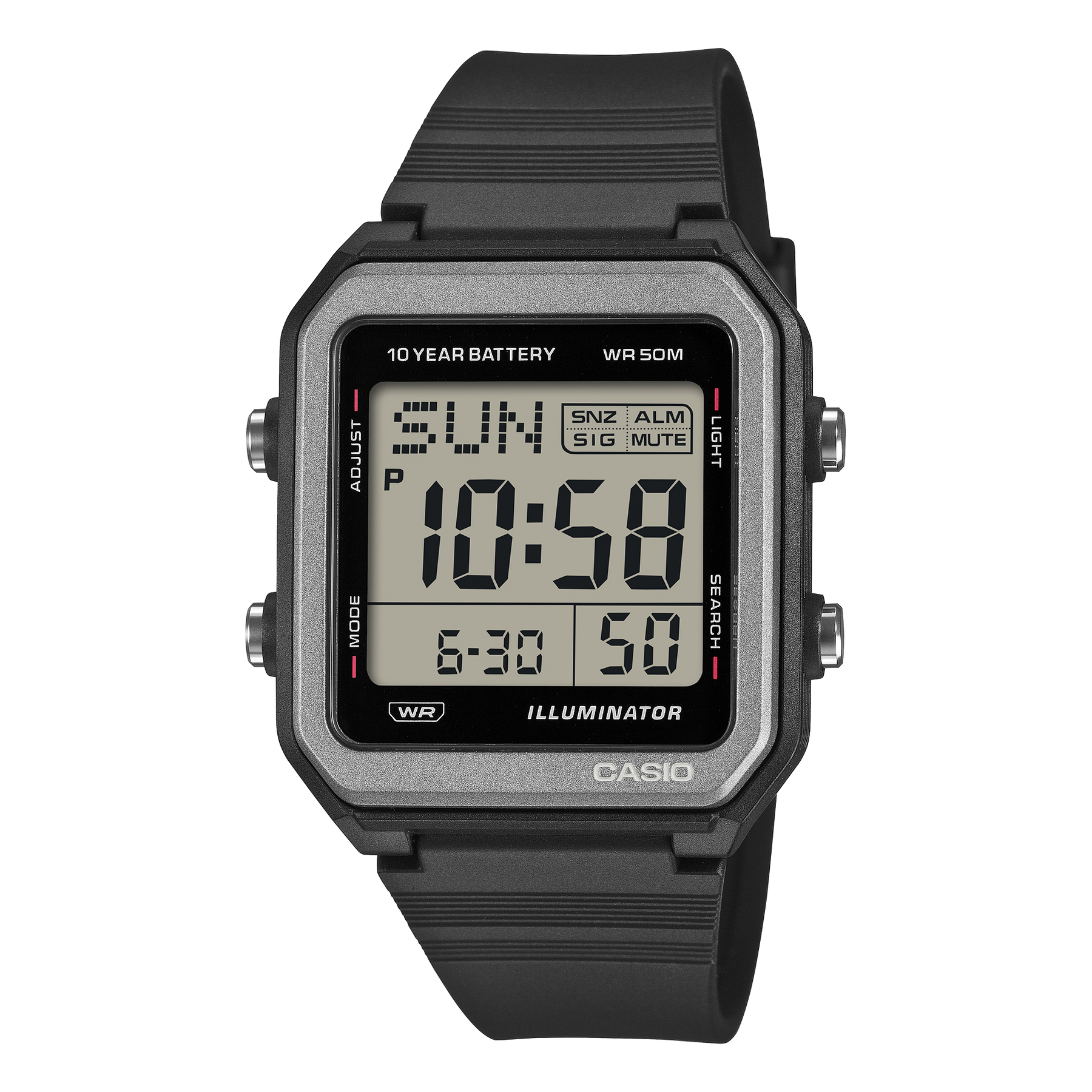 Casio W221H-1A Digital Black Resin Watch – 50M Water Resistant CASIO 