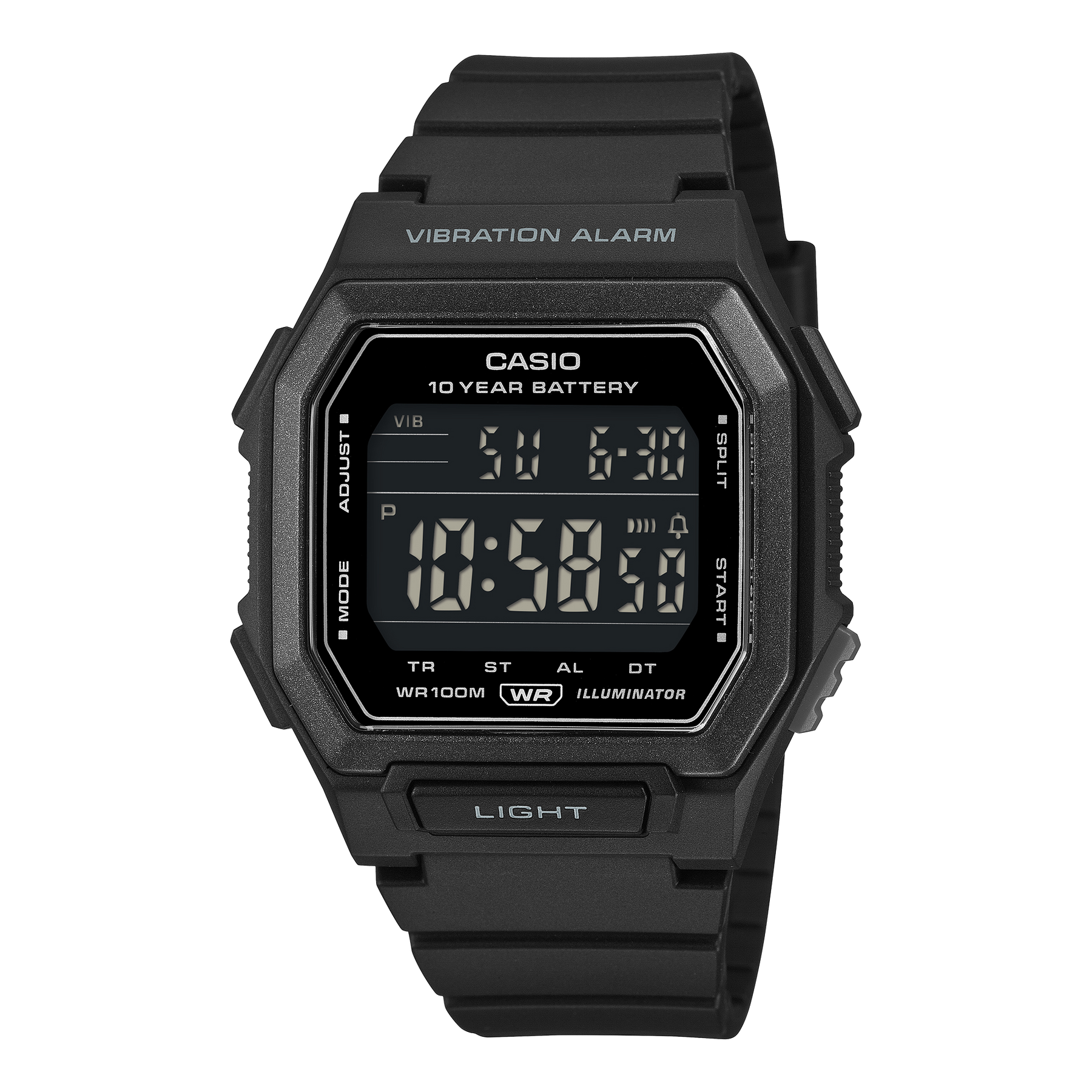 Casio W738H-1B Digital Watch – Vibration Alarm, 100M Water Resistant, 10 Year Battery, Black Resin Watch CASIO Casio W738H-1B Digital Watch – Vibration Alarm, 100M Water Resistant, 10 Year Battery, Black Resin Watch CASIO