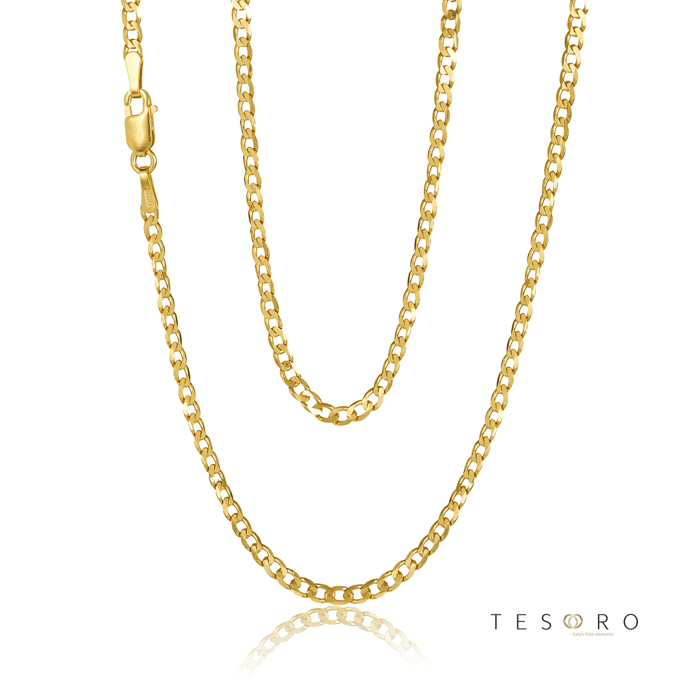 9ct Yellow Gold Superlight Open Curb 6-Sided Link Chain – Made in Italy - 60HKI319 Gold Chain 