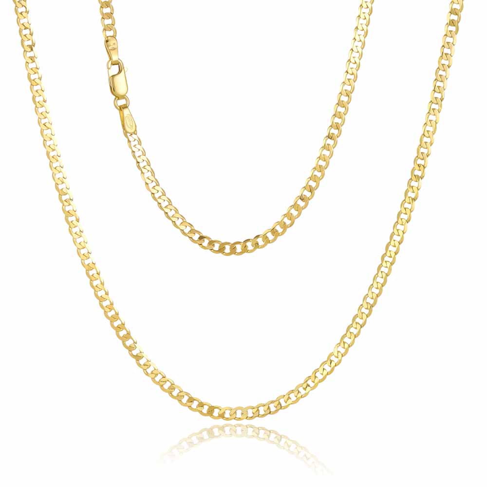 9ct Yellow Gold Grumetta Rada 6-Sided Open Curb Chain 60cm – Made in Italy - 70HKI445 Gold Chain 