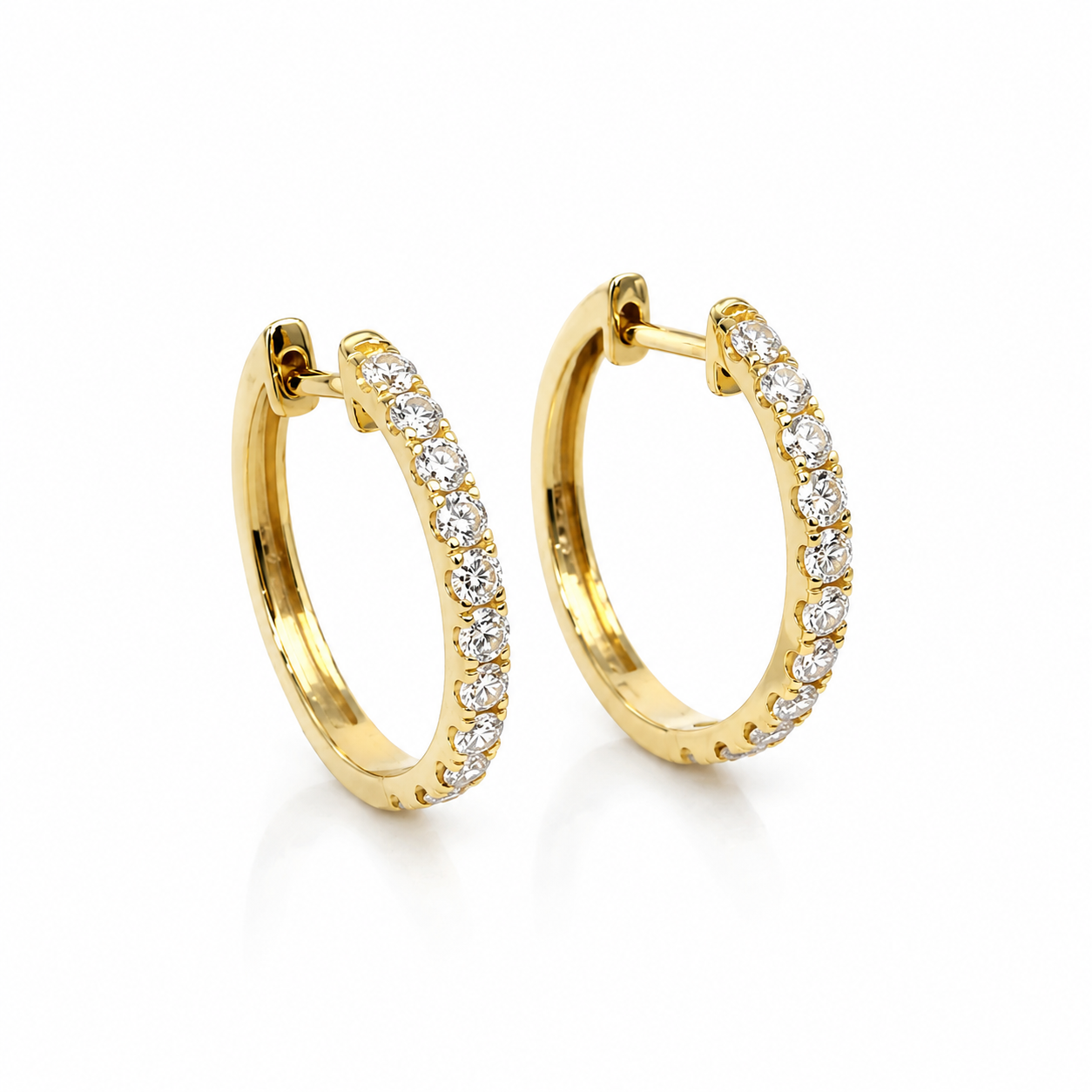 9ct Yellow Gold Lab-Grown Diamond Hoop Earrings 1.00ct TDW EF/VS – 17mm STERLING SILVER EARRINGS 9ct Yellow Gold Lab-Grown Diamond Hoop Earrings 1.00ct TDW EF/VS – 17mm STERLING SILVER EARRINGS