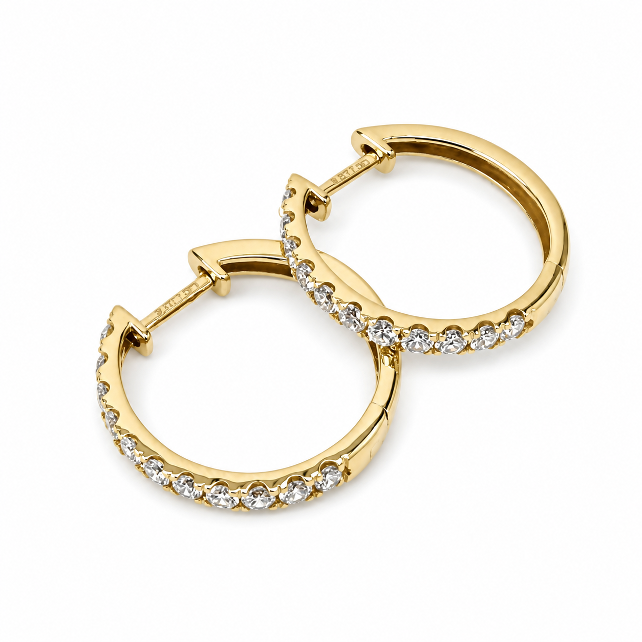 9ct Yellow Gold Lab-Grown Diamond Hoop Earrings 1.00ct TDW EF/VS – 17mm STERLING SILVER EARRINGS 9ct Yellow Gold Lab-Grown Diamond Hoop Earrings 1.00ct TDW EF/VS – 17mm STERLING SILVER EARRINGS