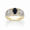 9ct Yellow Gold Oval Black Sapphire & Cubic Zirconia Dress Ring - D6181BLKSAP