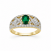 9ct Yellow Gold Oval Created Emerald & Cubic Zirconia Dress Ring - D6181CREM