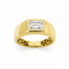 9ct Yellow Gold 1.01ct Lab Grown Emerald Cut Diamond Rubover Set Signet Ring - AURG1929