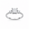 9ct White Gold 1.04ct Lab Grown Diamond Princess Cut Three Stone Engagement Ring - 9WGAURG1929