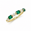 9ct Yellow Gold Lab Grown Emerald & Diamond Five Stone Ring – 0.60ct Emerald | 0.32ct Diamond - AURG3169EM