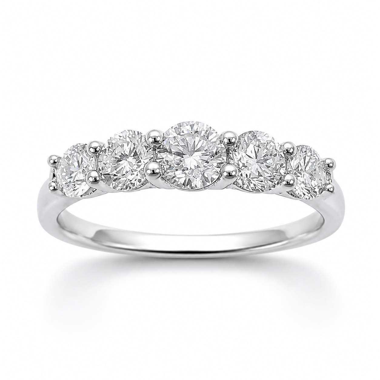 9ct White Gold Lab Grown Diamond Five Stone Ring 1.01ct TDW - AURG3158 9ct White Gold Lab Grown Diamond Five Stone Ring 1.01ct TDW - AURG3158