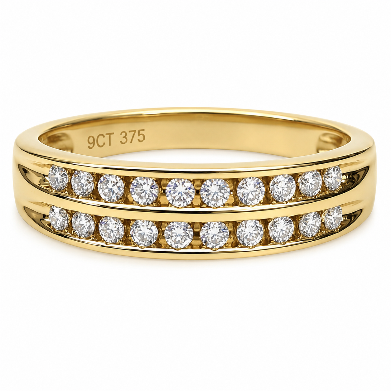 9ct Yellow Gold Lab Grown Diamond Double Channel Ring 0.25ct - AURG2883 9ct Yellow Gold Lab Grown Diamond Double Channel Ring 0.25ct - AURG2883