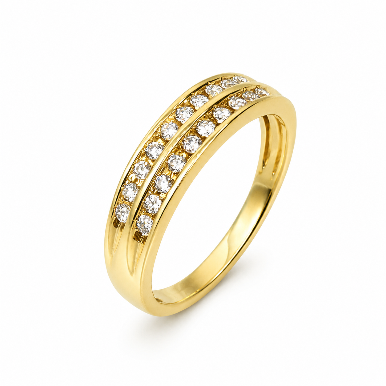 9ct Yellow Gold Lab Grown Diamond Double Channel Ring 0.25ct - AURG2883 9ct Yellow Gold Lab Grown Diamond Double Channel Ring 0.25ct - AURG2883