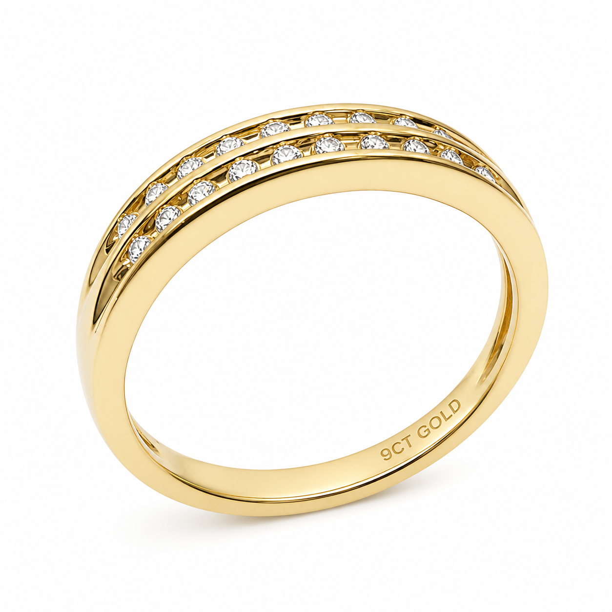 9ct Yellow Gold Lab Grown Diamond Double Channel Ring 0.25ct - AURG2883 9ct Yellow Gold Lab Grown Diamond Double Channel Ring 0.25ct - AURG2883