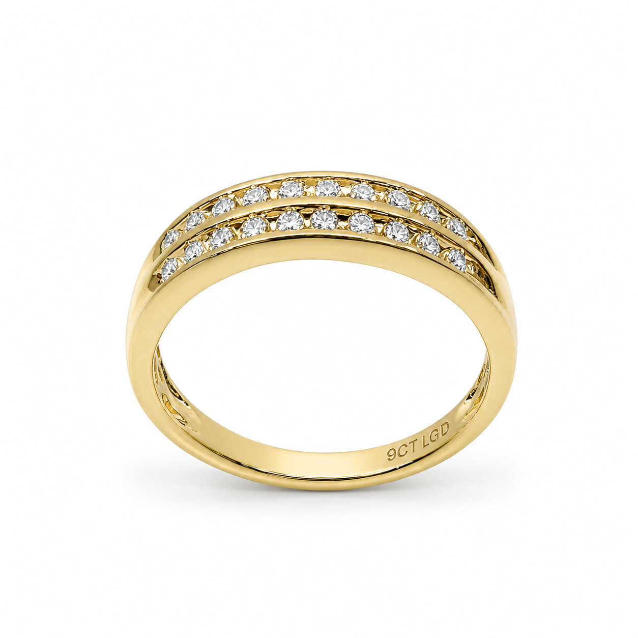 9ct Yellow Gold Lab Grown Diamond Double Channel Ring 0.25ct - AURG2883 9ct Yellow Gold Lab Grown Diamond Double Channel Ring 0.25ct - AURG2883
