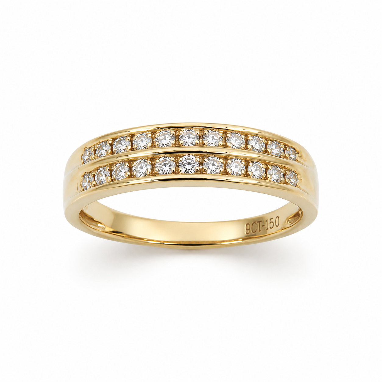 9ct Yellow Gold Lab Grown Diamond Double Channel Ring 0.25ct - AURG2883  