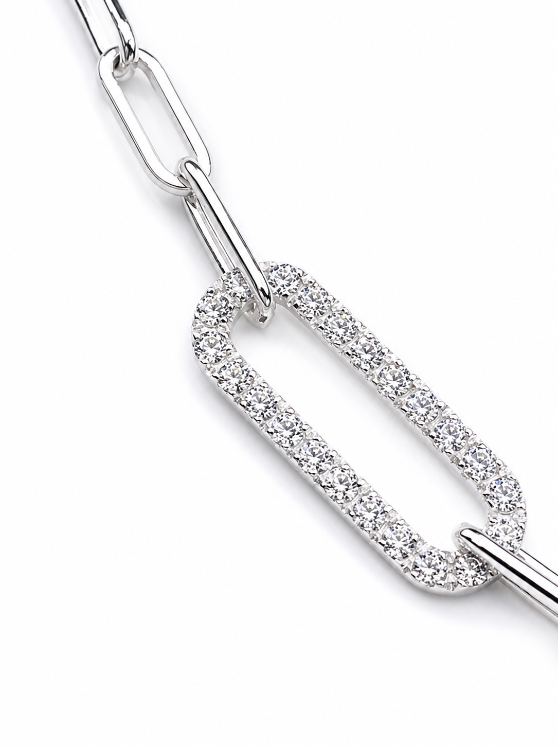 Italian Sterling Silver Round Cut Cubic Zirconia Paperclip Link Necklace - PCL100CZ Sterling Silver Pendants Italian Sterling Silver Round Cut Cubic Zirconia Paperclip Link Necklace - PCL100CZ Sterling Silver Pendants