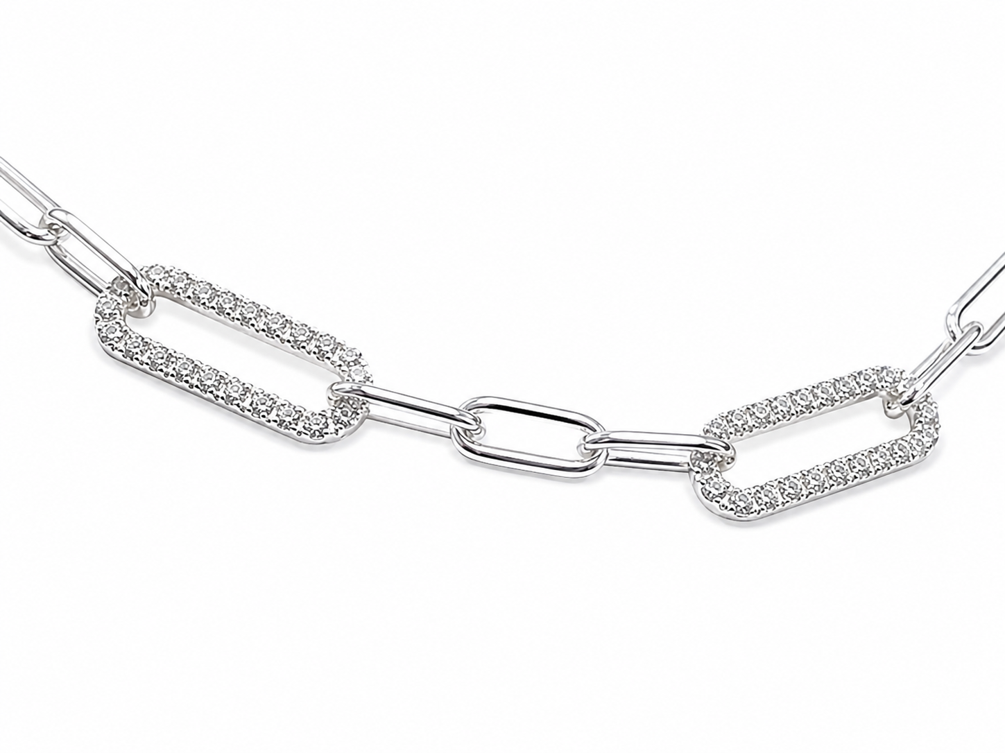 Italian Sterling Silver Round Cut Cubic Zirconia Paperclip Link Necklace - PCL100CZ Sterling Silver Pendants Italian Sterling Silver Round Cut Cubic Zirconia Paperclip Link Necklace - PCL100CZ Sterling Silver Pendants
