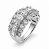 9ct White Gold 5.05ct Lab Grown Diamond Three-Row Emerald & Round Cut Statement Ring