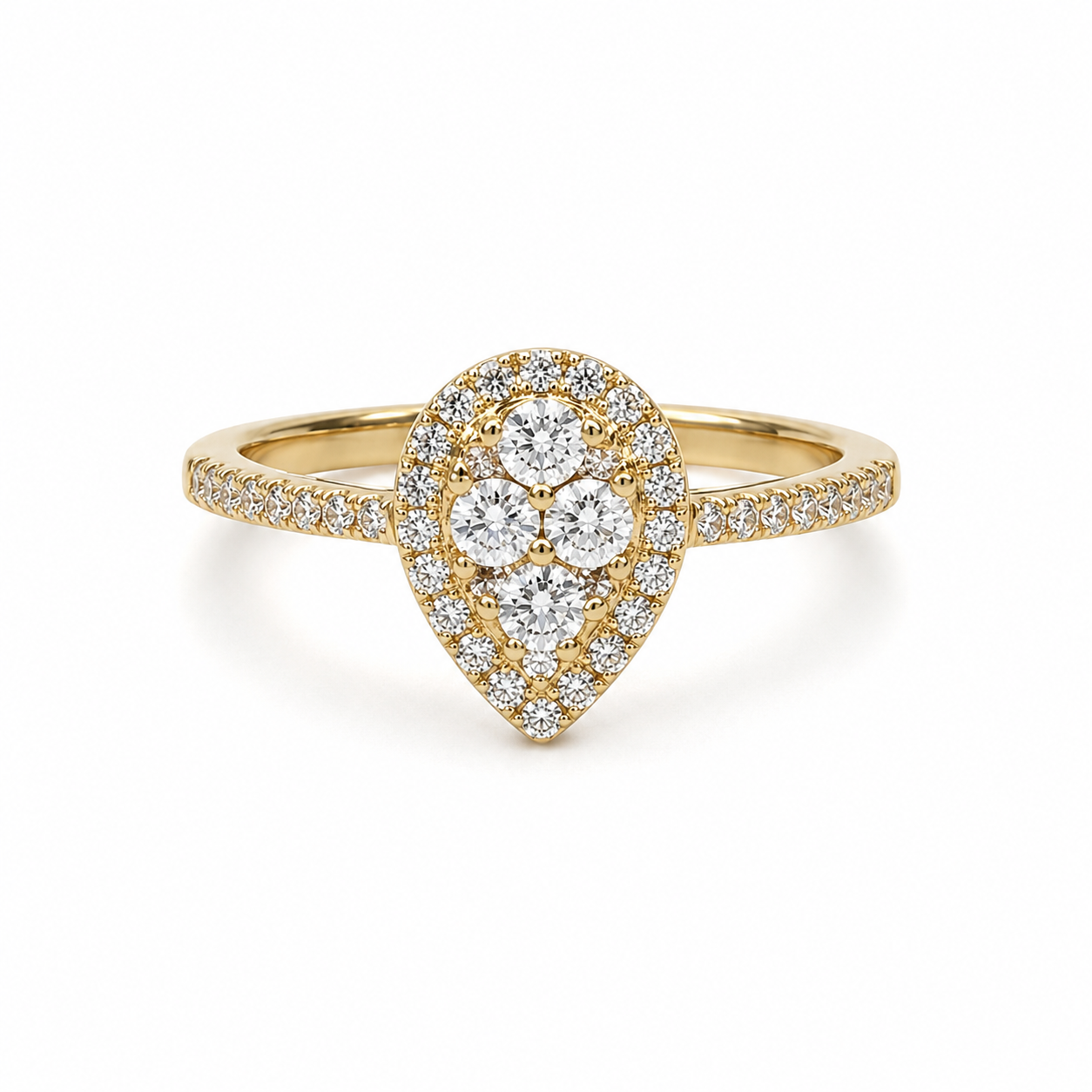 9ct Yellow Gold Pear Halo Round Cut Cubic Zirconia Dress Ring - AUCRG806 STERLING SILVER EARRINGS 9ct Yellow Gold Pear Halo Round Cut Cubic Zirconia Dress Ring - AUCRG806 STERLING SILVER EARRINGS