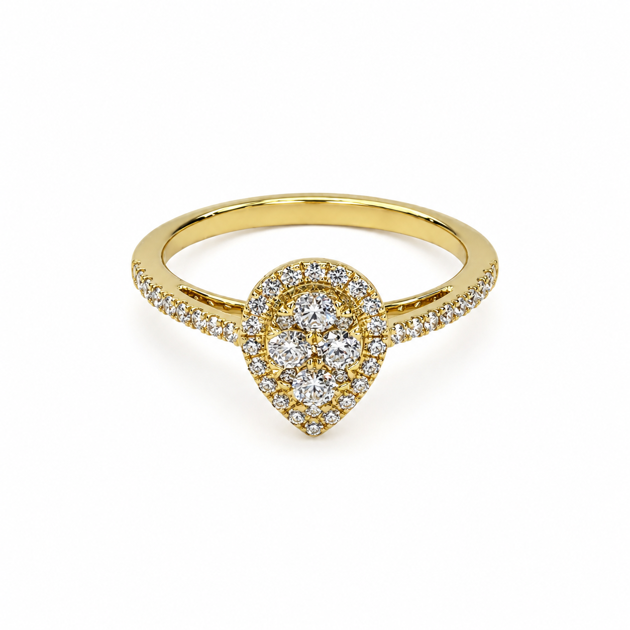 9ct Yellow Gold Pear Halo Round Cut Cubic Zirconia Dress Ring - AUCRG806 STERLING SILVER EARRINGS 9ct Yellow Gold Pear Halo Round Cut Cubic Zirconia Dress Ring - AUCRG806 STERLING SILVER EARRINGS