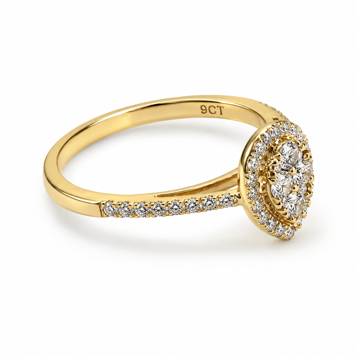 9ct Yellow Gold Pear Halo Round Cut Cubic Zirconia Dress Ring - AUCRG806 STERLING SILVER EARRINGS 9ct Yellow Gold Pear Halo Round Cut Cubic Zirconia Dress Ring - AUCRG806 STERLING SILVER EARRINGS