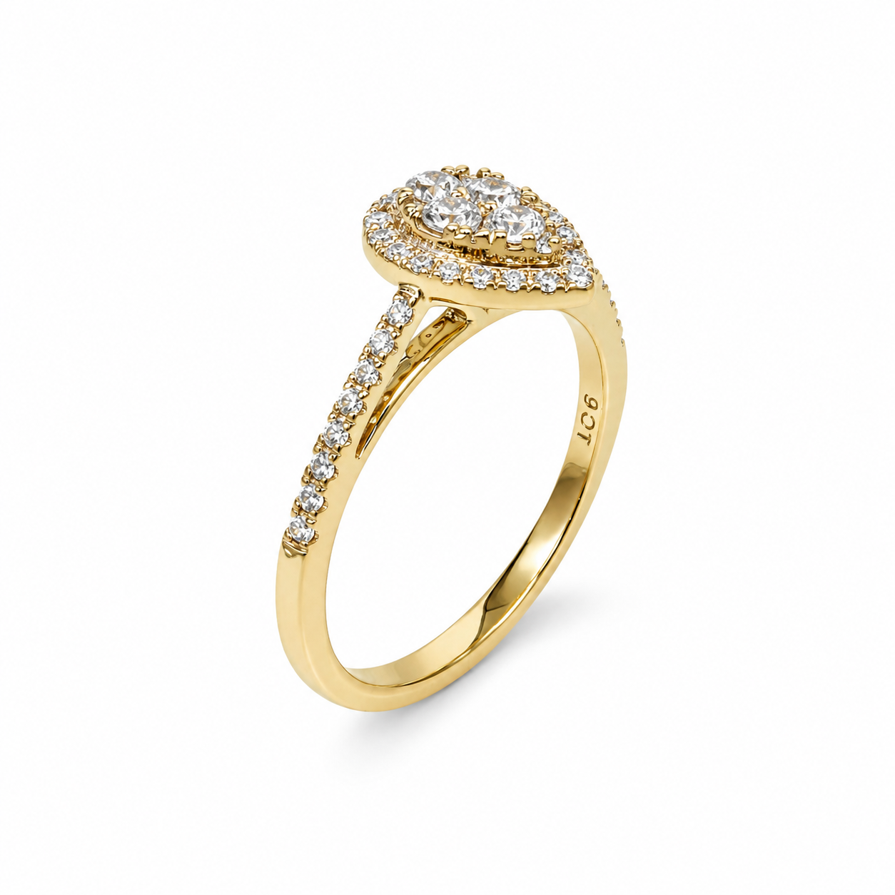 9ct Yellow Gold Pear Halo Round Cut Cubic Zirconia Dress Ring - AUCRG806 STERLING SILVER EARRINGS 9ct Yellow Gold Pear Halo Round Cut Cubic Zirconia Dress Ring - AUCRG806 STERLING SILVER EARRINGS