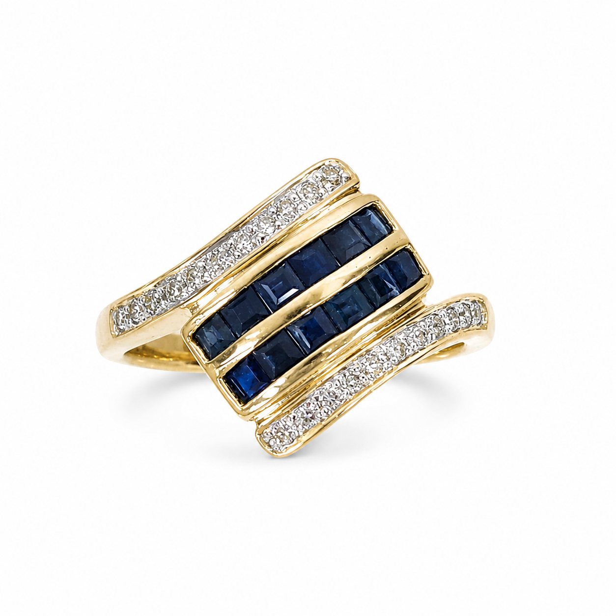 9ct Yellow Gold Natural Blue Sapphire & Diamond Dress Ring - CYR2608 STERLING SILVER EARRINGS 9ct Yellow Gold Natural Blue Sapphire & Diamond Dress Ring - CYR2608 STERLING SILVER EARRINGS