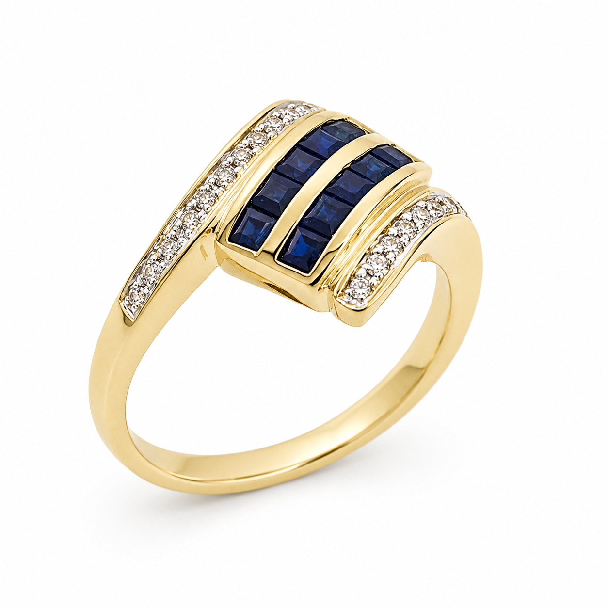 9ct Yellow Gold Natural Blue Sapphire & Diamond Dress Ring - CYR2608 STERLING SILVER EARRINGS 9ct Yellow Gold Natural Blue Sapphire & Diamond Dress Ring - CYR2608 STERLING SILVER EARRINGS