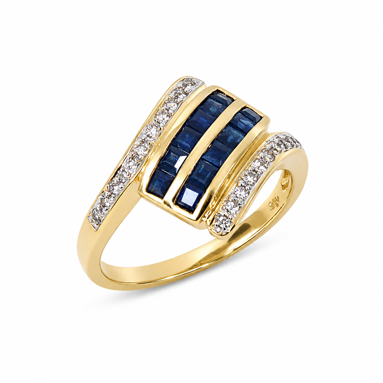 9ct Yellow Gold Natural Blue Sapphire & Diamond Dress Ring - CYR2608 STERLING SILVER EARRINGS 9ct Yellow Gold Natural Blue Sapphire & Diamond Dress Ring - CYR2608 STERLING SILVER EARRINGS