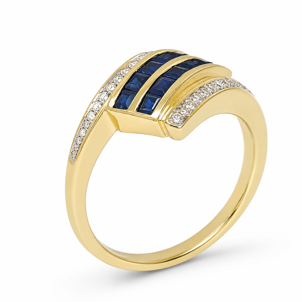 9ct Yellow Gold Natural Blue Sapphire & Diamond Dress Ring - CYR2608 STERLING SILVER EARRINGS 9ct Yellow Gold Natural Blue Sapphire & Diamond Dress Ring - CYR2608 STERLING SILVER EARRINGS