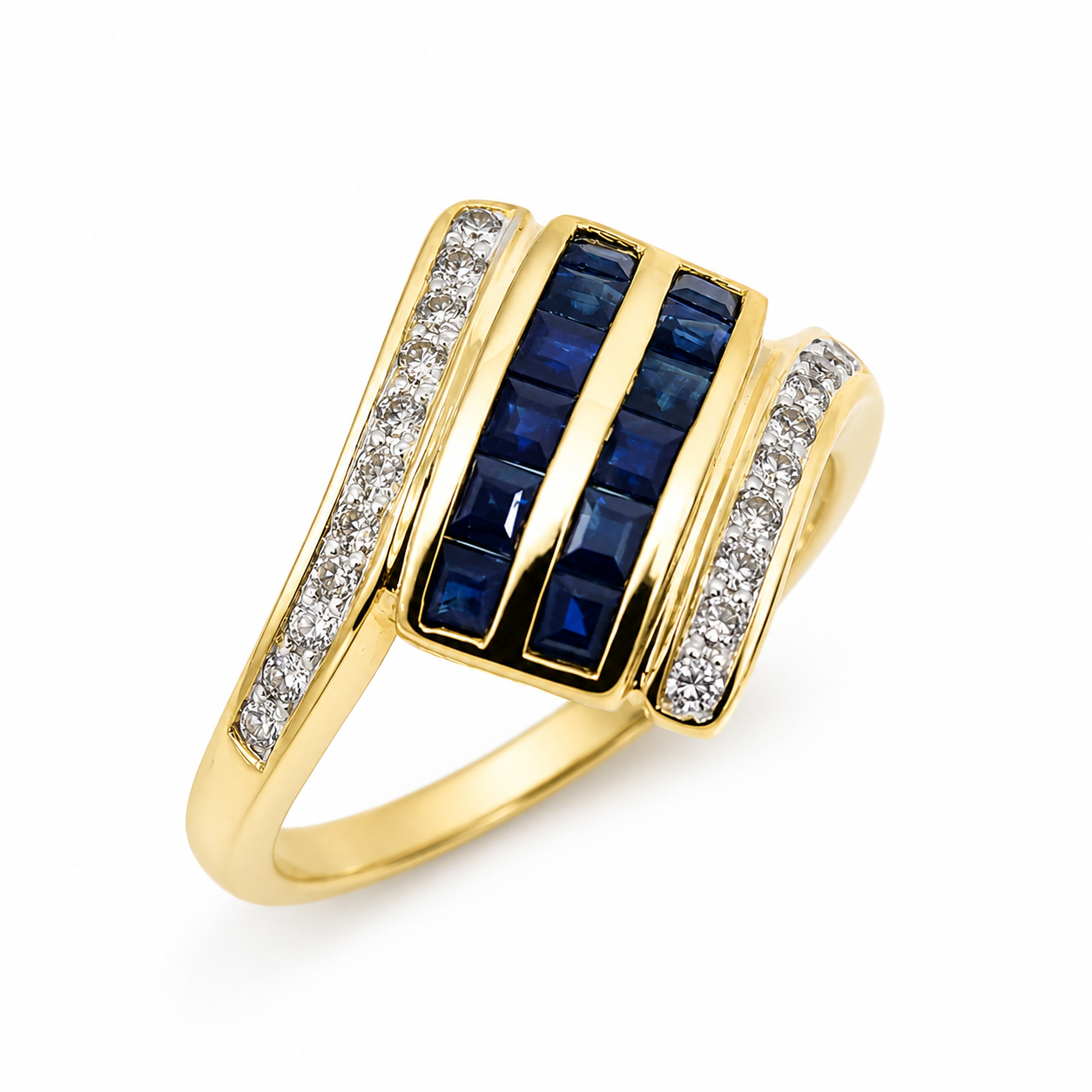 9ct Yellow Gold Natural Blue Sapphire & Diamond Dress Ring - CYR2608 STERLING SILVER EARRINGS 9ct Yellow Gold Natural Blue Sapphire & Diamond Dress Ring - CYR2608 STERLING SILVER EARRINGS