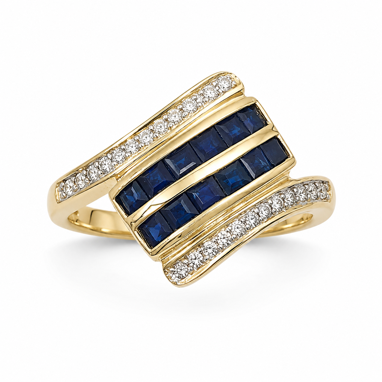 9ct Yellow Gold Natural Blue Sapphire & Diamond Dress Ring - CYR2608 STERLING SILVER EARRINGS 9ct Yellow Gold Natural Blue Sapphire & Diamond Dress Ring - CYR2608 STERLING SILVER EARRINGS