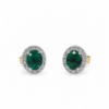 9ct Yellow Gold Created Emerald & Natural Diamond Halo Stud Earrings - CYE1898EM